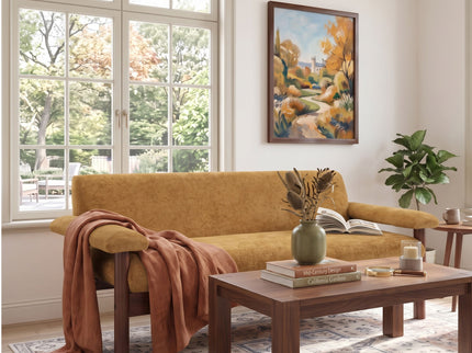 Sofa With Pillow Top Arms, Single Cushion Couch For Living Room - Yellow