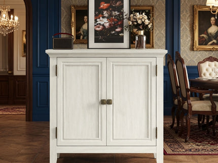 2 Door Buffet Cabinet With Adjustable Shelves - Matte White / Grayish