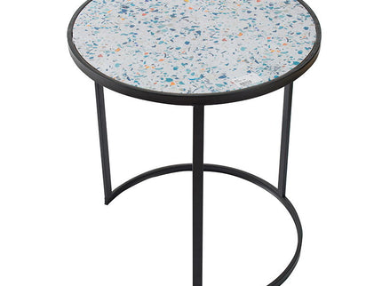 Round End Table, Stacking Side Tables With Sturdy Metal Frame For Small Space, Living Room, Office (Set of 2) - Black