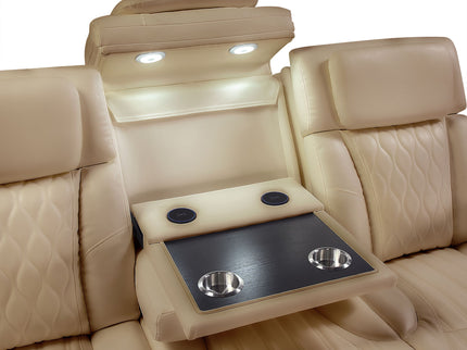 Electra - Power Reclining Sofa With Power Headrests, Drop Down Table, Reading Light, Massage, LED Lighting And USB Control