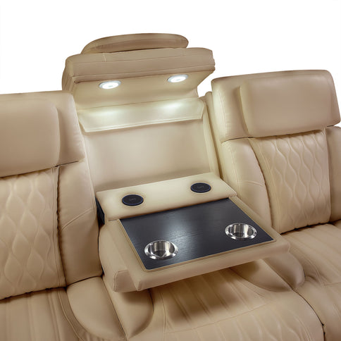 Electra - Power Reclining Sofa With Power Headrests, Drop Down Table, Reading Light, Massage, LED Lighting And USB Control
