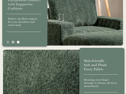 Oversized Chaise Lounge Indoor Rabbit Fur Sofa Bed With Storage Ottoman And Armrests Cup Holders With Deep Seat