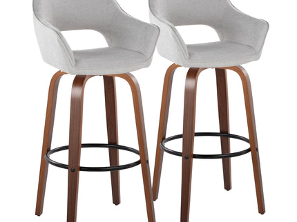 Mustang - Contemporary Fixed Height Barstool With Swivel & Round Footrest (Set of 2)