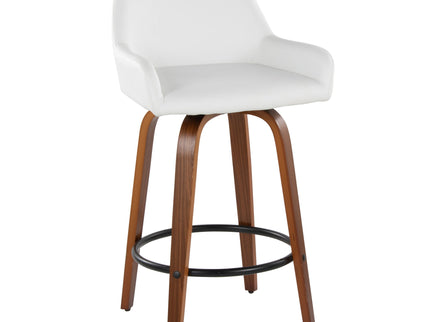 Daniella - Contemporary Fixed Height Counter Stool With Swivel With Round Footrest (Set of 2)