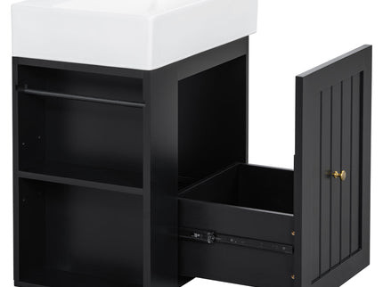 Modern Bathroom Vanity With Sink, Storage Cabinet, Drawer & Side Shelf