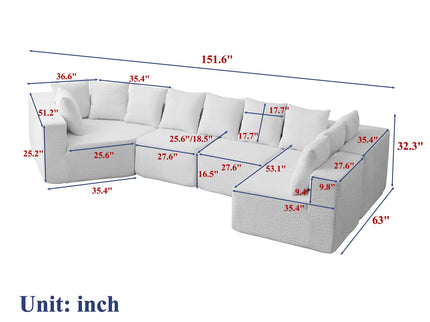 L - Shaped Modular Sofa With Deep Seat And 11 Pillows