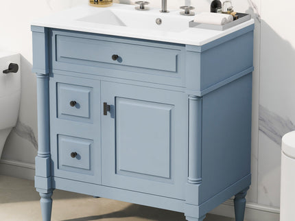 Modern Bathroom Vanity With Sink, Freestanding Cabinet With Flip Drawer & Adjustable Shelf