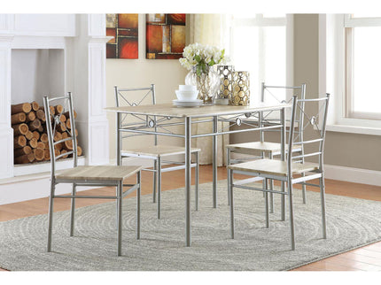 5 Piece Rectangle Dining Set With Tubing Base