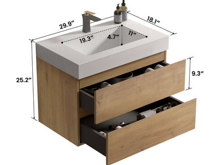 Alice - Bathroom Vanity With Sink, Large Storage Wall Mounted Floating Bathroom Vanity For Modern Bathroom