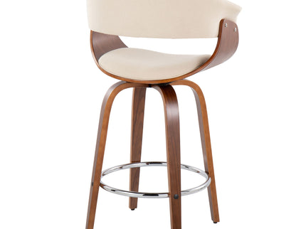 Vintage Mod - Mid Century Modern Fixed Height Counter Stool With Swivel With Round Footrest (Set of 2)