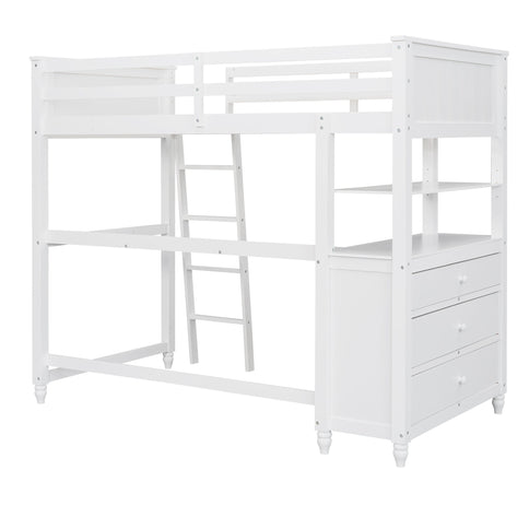 Loft Bed With Drawers With Desk And Shelves