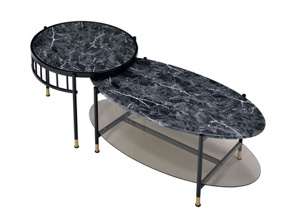 Silas - Engineered Stone Top Nesting Table - Black