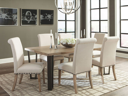 Upholstered Dining Chair With Rolled Edge Seat Back (Set of 2) - Beige