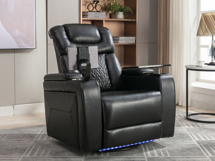 270 Degree Swivel Power Recliner With Tray Table, Phone Holder, Cup Holder, USB Port