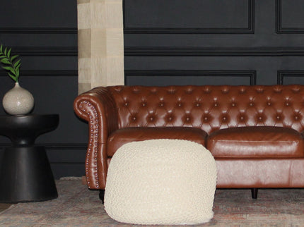 Semi Rounded Pouf, Cable Knitted, Perfect Seating