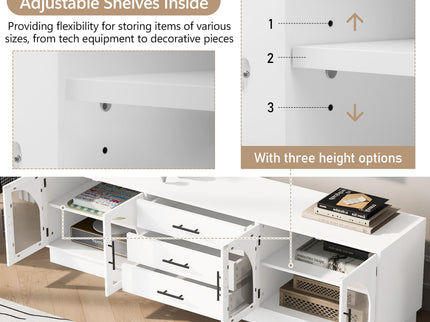 Modern Minimalist TV Stand, Entertainment Center Media Console Cabinet With Adjustable Shelves For Living Room