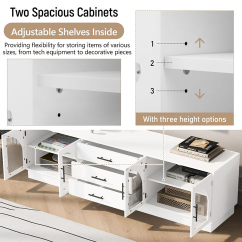 Modern Minimalist TV Stand, Entertainment Center Media Console Cabinet With Adjustable Shelves For Living Room