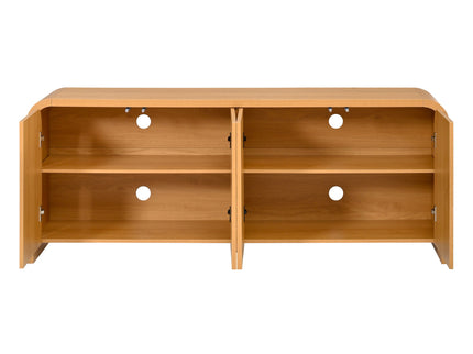 Curved Edge TV Stand With Large Cabinets