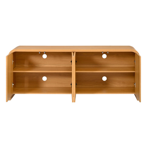 Curved Edge TV Stand With Large Cabinets