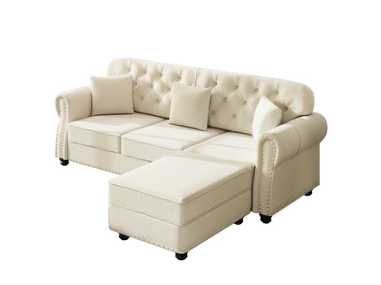 Upholstered Sofa Set With Nailhead Trim And Rolled Armrests, Includes Pillows