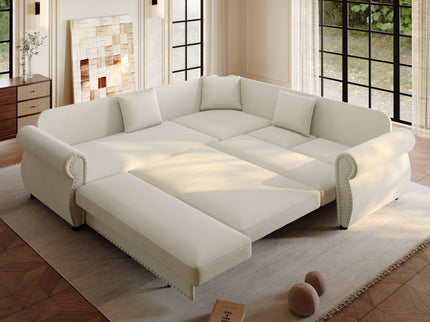 L-Shaped Sofa Couch With Pull-Out Bed