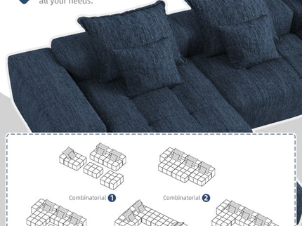 Modern Oversized Diy Combination Modular Sectional Sofa & Pillows