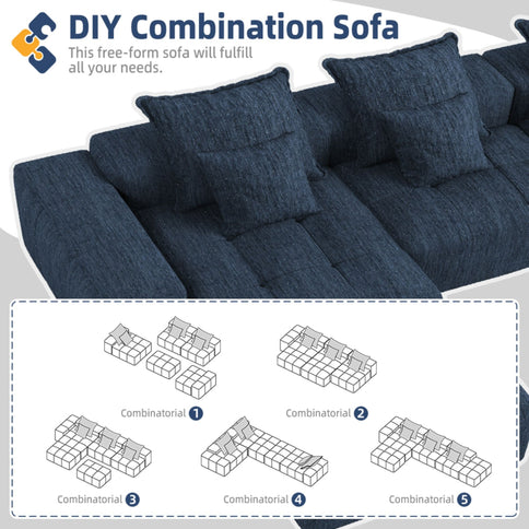 Modern Oversized Diy Combination Modular Sectional Sofa & Pillows