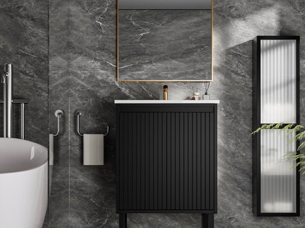 Bathroom Vanity With Ceramic Sink, Floor-Standing Design, Soft-Closing Drawers