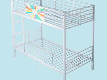 Bunk Bed, Convertible To 2 Separate Twin Size Beds & Full Length Guardrail & Ladder, No Box Spring Needed - White