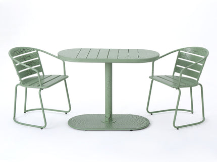 3 Piece Elegant Outdoor Bistro Set With 2 Chairs And Oval Table