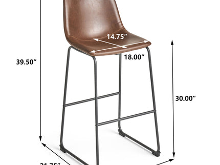 Barstool With Upholstery And Foot Rail - Vintage Brown