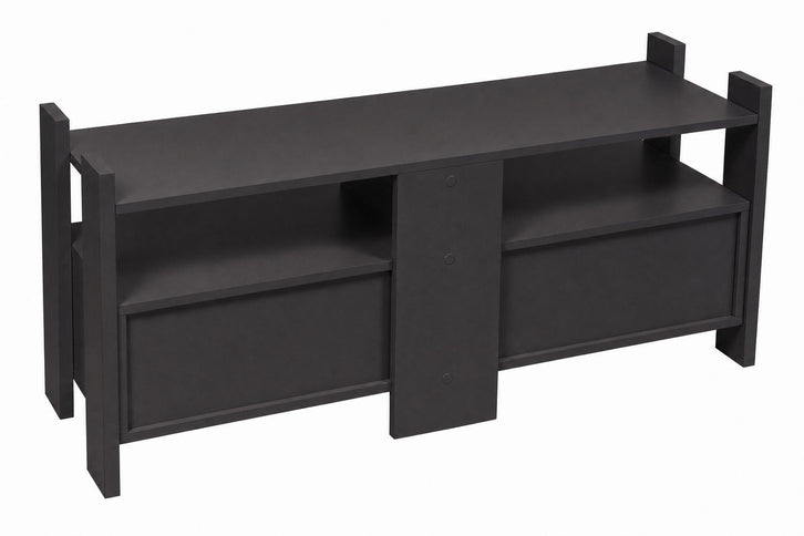TV Stand For TVs Up To 55" With Open Shelves And 2 Drawers - Carbon Gray