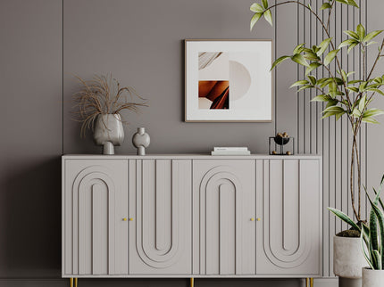 Modern Lacquered 4 Door Cabinet Sideboard Buffet Server Cabinet Storage Cabinet, For Living Room, Entryway, Hallway, Office, Kitchen And Dining Room