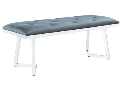 Upholstered Tufted Bench - Gray