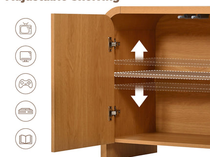Curved Edge TV Stand With Large Cabinets