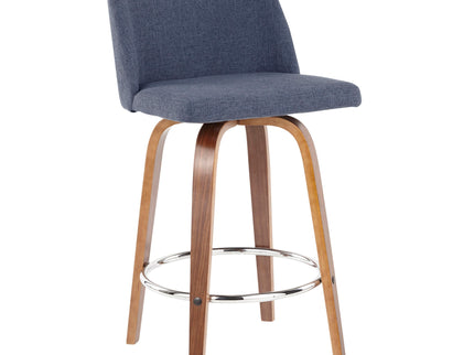 Toriano - Mid-Century Modern Fixed Height Counter Stool With Round Footrest (Set of 2)