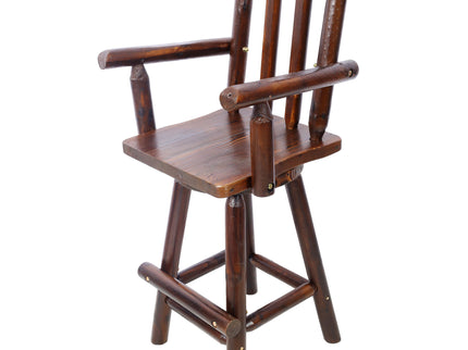 Rustic Bar Stool, Fir Wood Construction, Wide Armrest