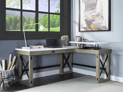 Talmar - Marble Top & Rustic Writing Desk With Lift Top - Oak