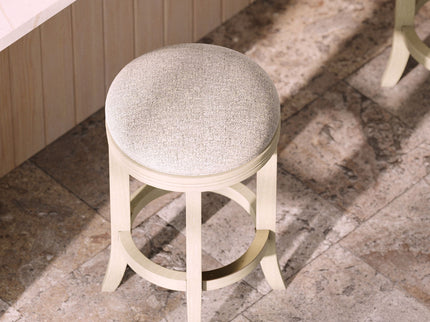 Backless Swivel Stool With Upholstered Seat