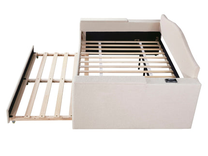 Upholstered Daybed With Storage Armrests, Trundle And Latest Integrated tooth Audio System