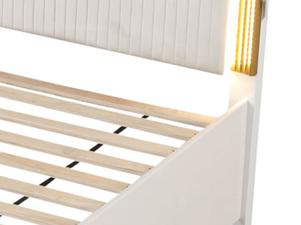 Obsession - Queen Size Bed With LED Headboard And Footboard Storage Drawer - White