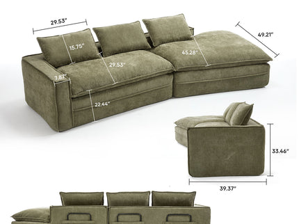 Modern Minimalist Modular Sectional Sofa With Deep Seats And Right Facing Chaise