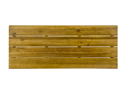 Dione Outdoor Industrial Acacia Wood Bar Set With Metal Frame And Slat Paneling - Brown