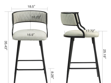Counter Height Bar Stools With Powder Coating Base And Footrest (Set of 2) -