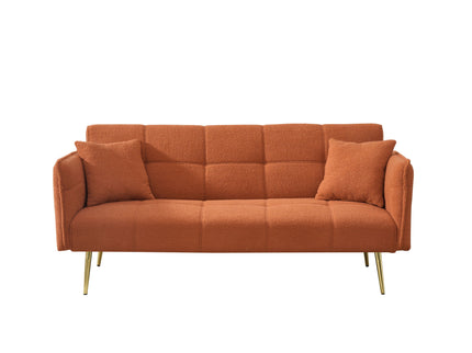 Convertible Double Futon Sofa Bed With Folding Armrests For Living Rooms