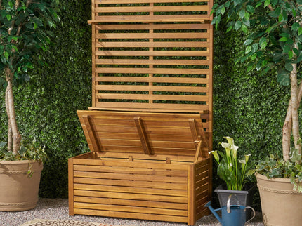 Storage Bench With Rack - Teak