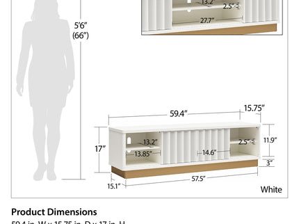 Rene - Scalloped TV Stand For TVs Up To 65" - White