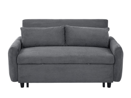 Pull-Out 2 Seat Modern Sleeper Sofa With 2 Throw Pillows And USB Ports