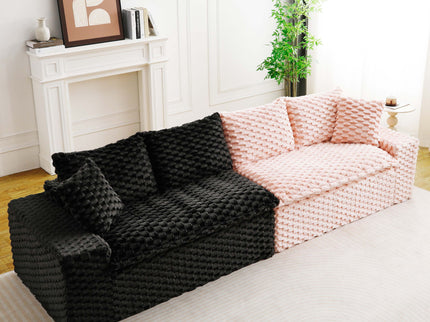 Multifunctional Sofa Pink Black, Fits 4 People
