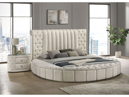 Santiago - Upholstered Round Storage Bed With Built In Charging Ports
